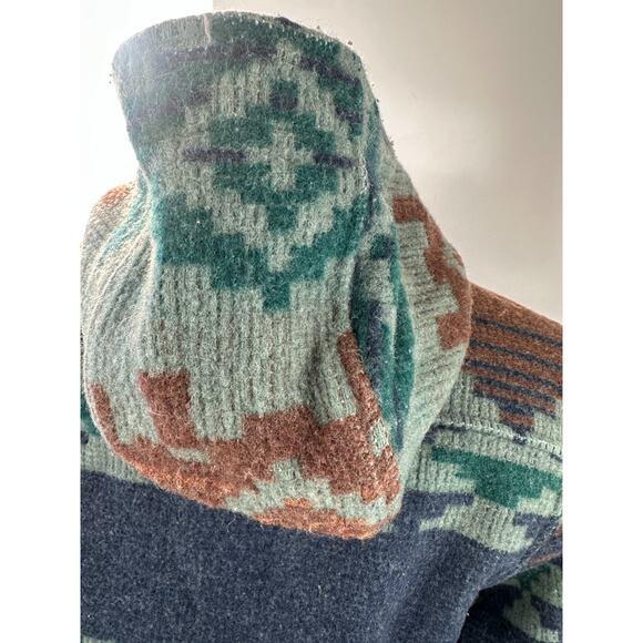 Vintage Woolrich Woman Southwestern Aztec Blanket Style Jacket Zip Hooded Medium - Picture 13 of 16